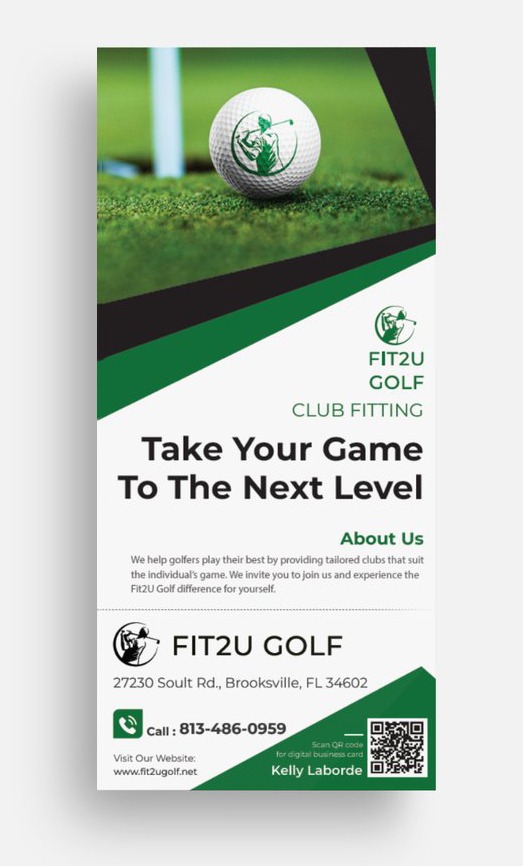 Print design,Fit2U Golf Rack Card Front
